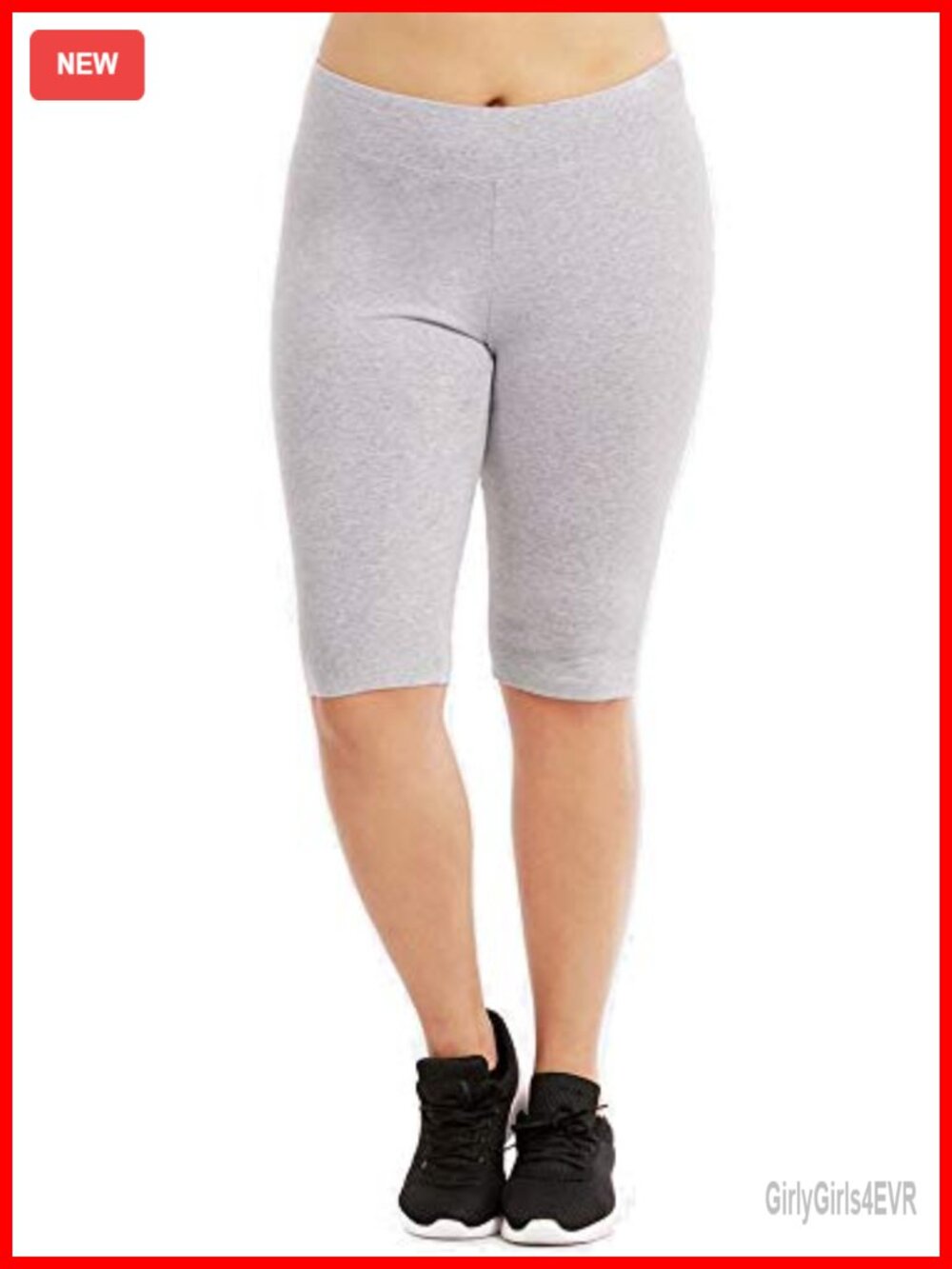 Plus Size Cotton Bike Shorts High Waisted Knee Length Bermuda Gym Yoga